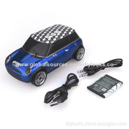 Music Car Style Mini Portable MP3 Bass Speaker, Support microSD/TF Card, USB and FM (Blue)